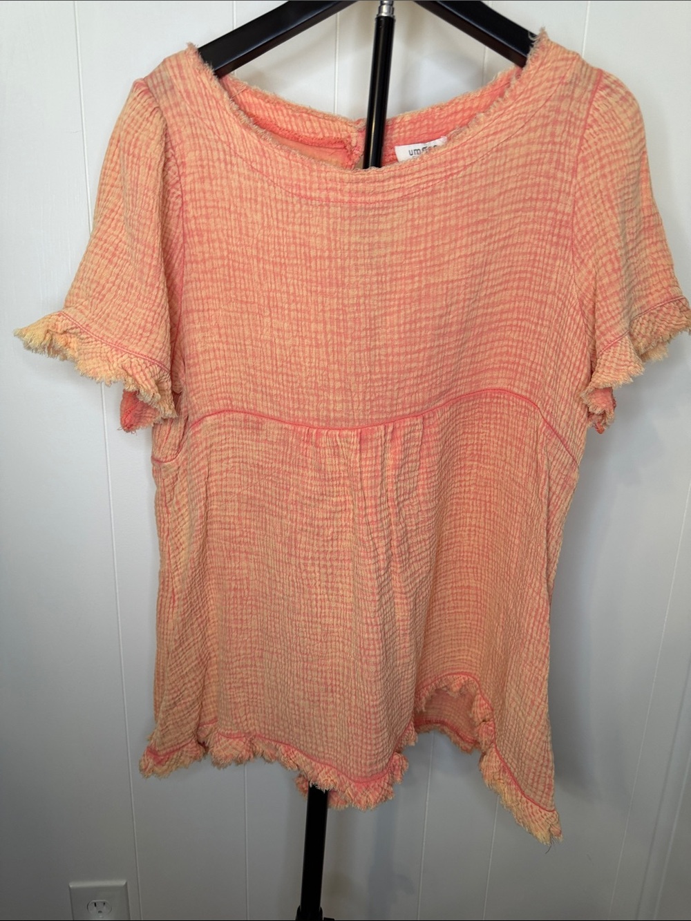 Umgee Peach Gauze Short Sleeve Tunic